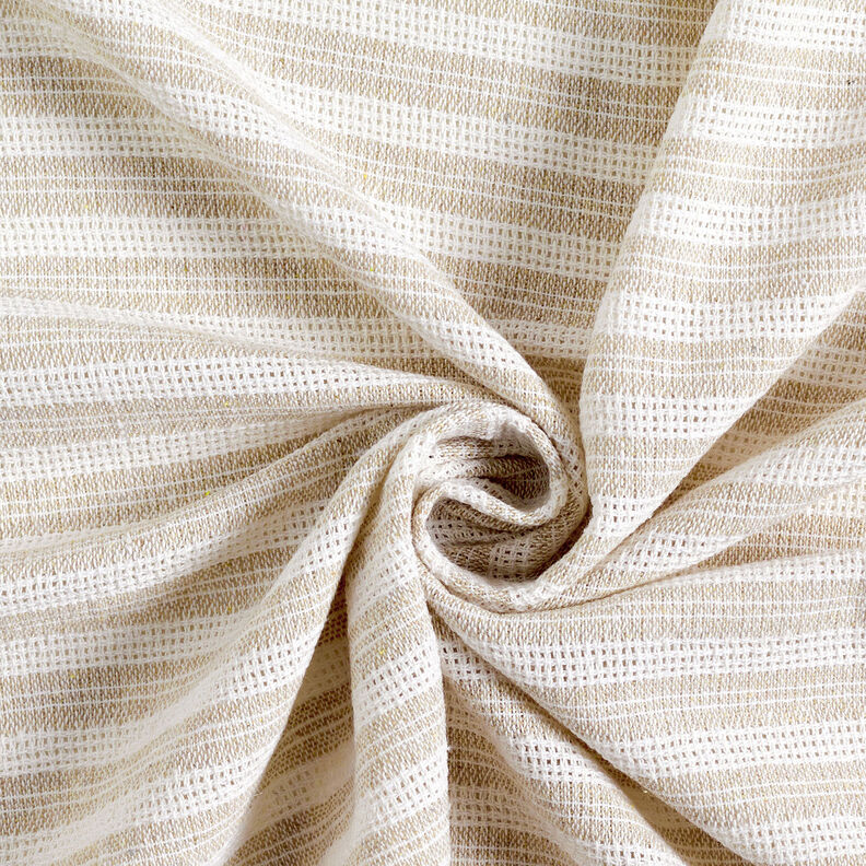 Grid structure horizontal stripes cotton fabric – beige/white, image number 4