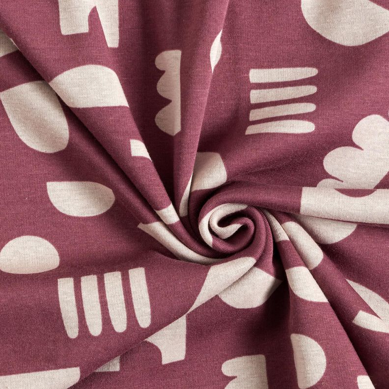 Alpine Fleece Abstract shapes  – grape/natural,  image number 3
