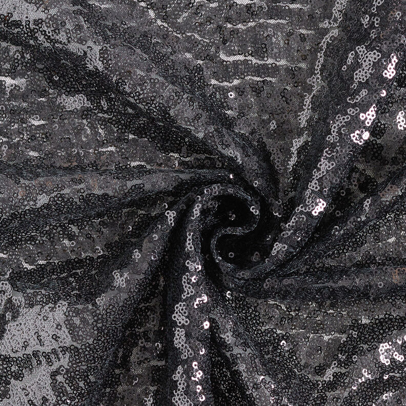 Plain micro sequin fabric – black,  image number 4