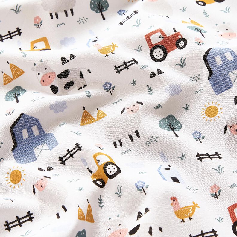 Cotton Poplin Farmyard – white,  image number 2
