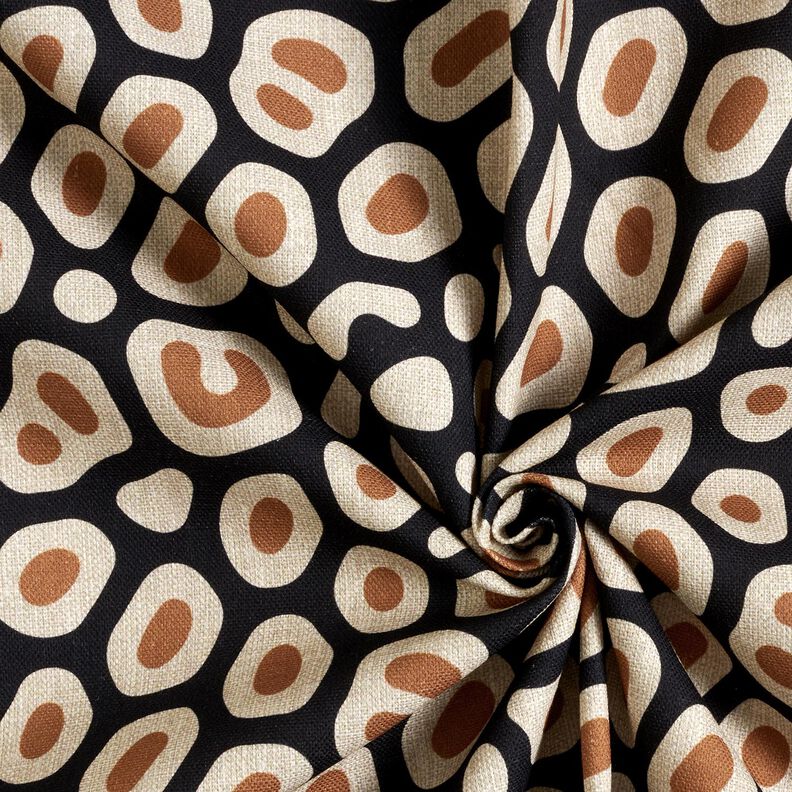 Decor Fabric Half Panama abstract leopard pattern – black/cashew, image number 3