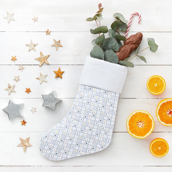 Cotton Cretonne Gifts and Christmas Tree Ornaments – light grey/gold, image number 7