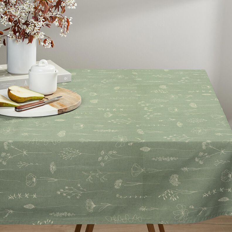 Decor Fabric Half Panama Delicate Flowers – reed,  image number 8
