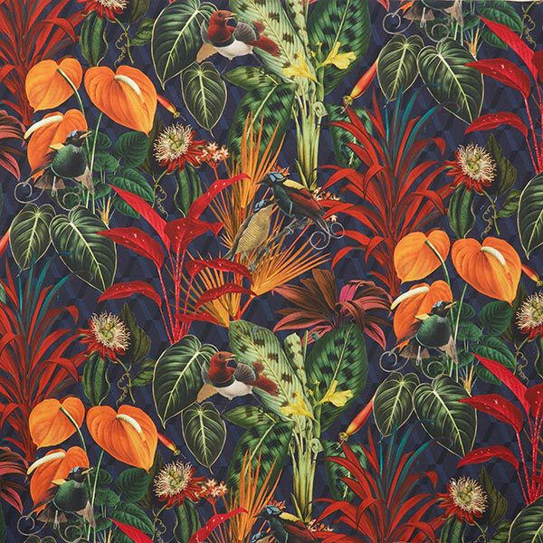 Decor Fabric Half Panama Digital Print Exotic – dark green,  image number 1