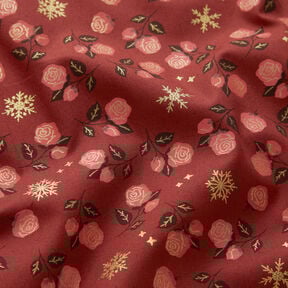 Cotton Poplin classic roses – dark red/gold, 