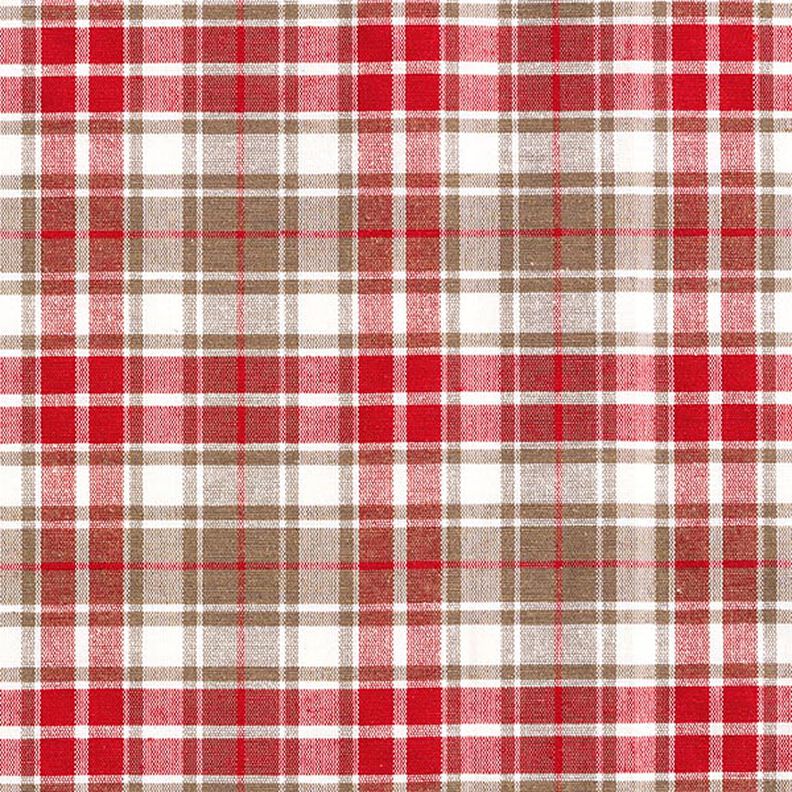 Decor Fabric Canvas colourful checks – taupe/red,  image number 1