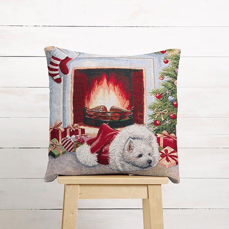 Panel Tapestry Fabric Holiday dog – green/red, image number 5