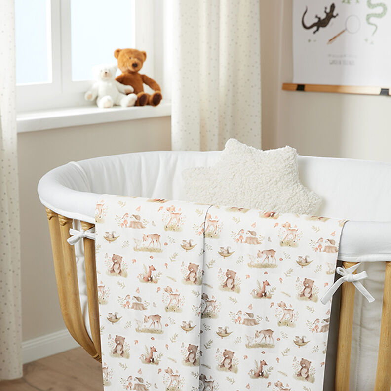 Poplin Sweet Woodland Animals Digital Print – offwhite,  image number 6