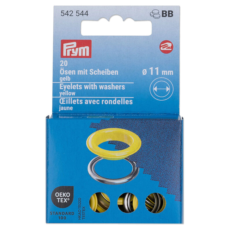 Eyelets with washers [20 pieces | Ø 11 mm] | Prym – yellow/metallic silver,  image number 1