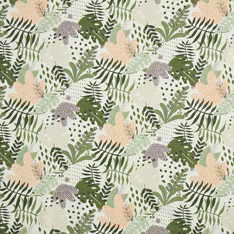 Cotton Cretonne Abstract Jungle Plants – white/green,  image number 1