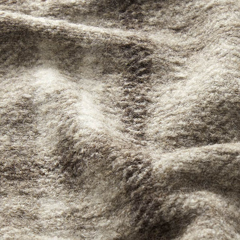 Checked Wool Blend Knit Coating – taupe,  image number 2