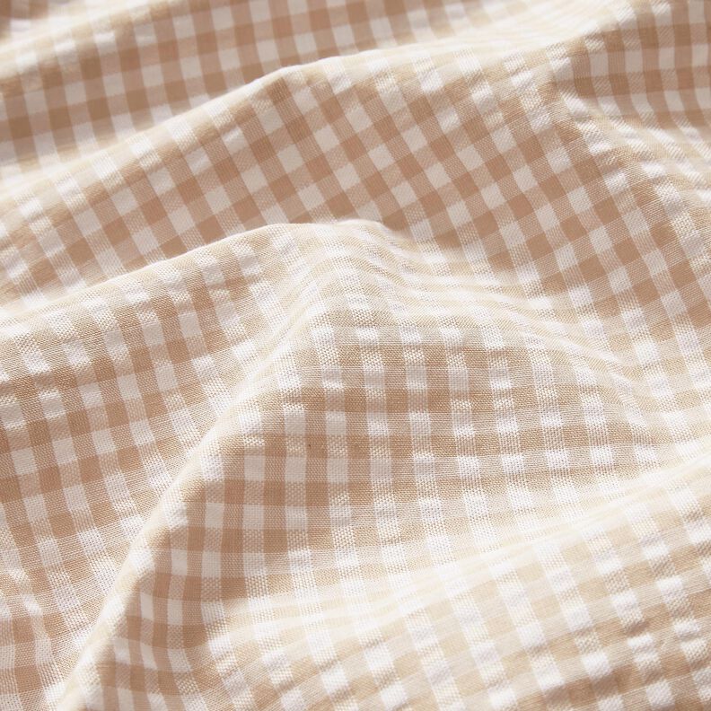 <h2>Small Check Seersucker, Beige &ndash; Anemone/White &ndash; Characteristic Structure and Fine Check,  image number 2