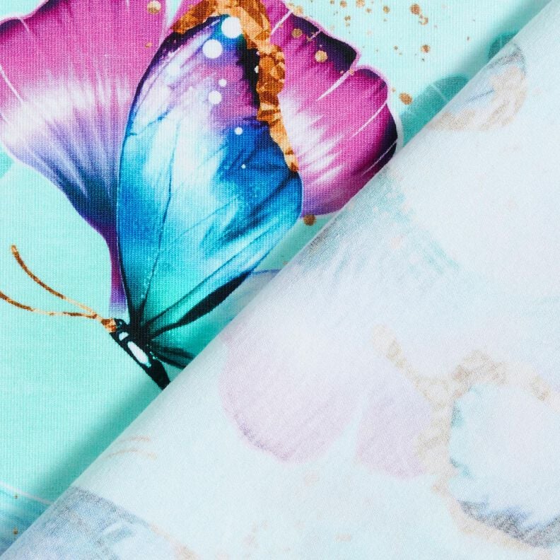 Cotton Jersey Ginkgo Butterflies | Glitzerpüppi  – ice blue,  image number 4