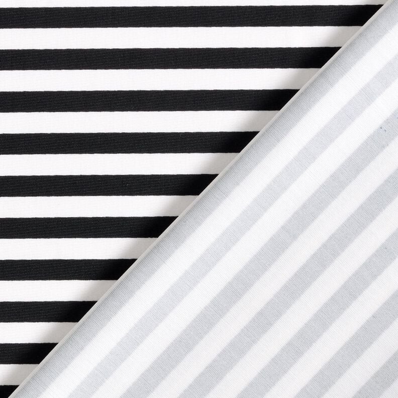 Swimsuit fabric narrow stripes – black/white,  image number 4