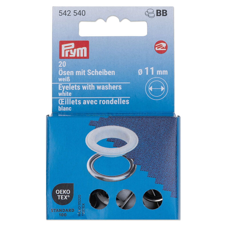 Eyelets with washers [20 pieces | Ø 11 mm] | Prym – white/metallic silver,  image number 1