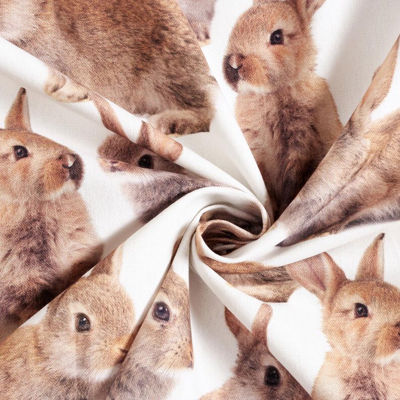 Decor Fabric Half Panama large rabbits – ivory/brown,  image number 3