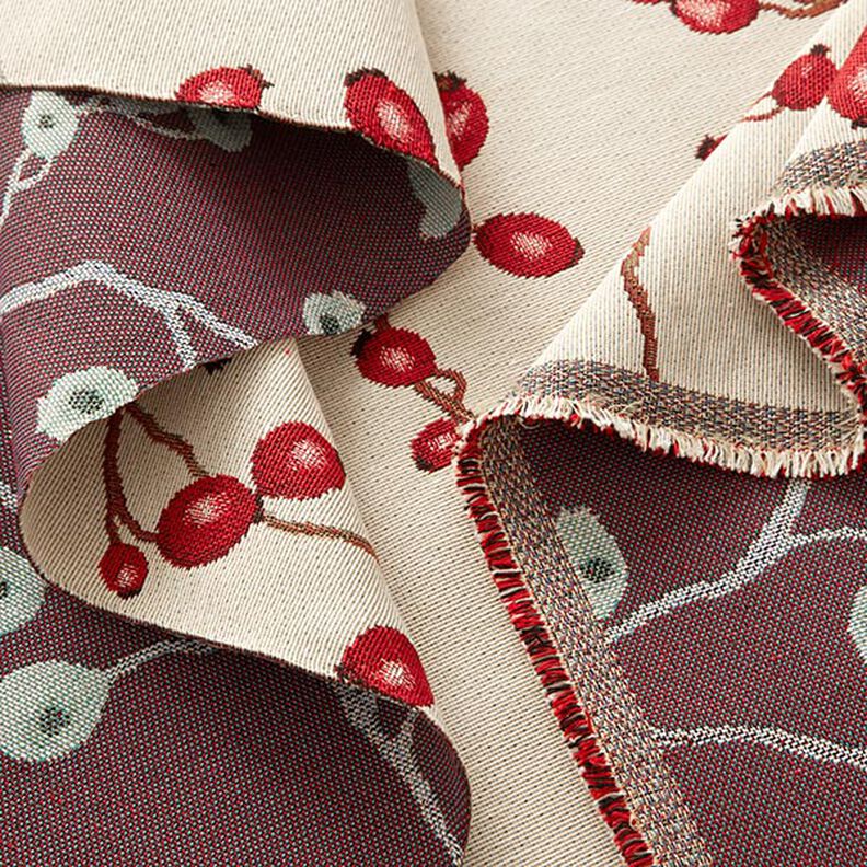 Decor Fabric Tapestry Fabric Rosehips – light beige/red,  image number 3