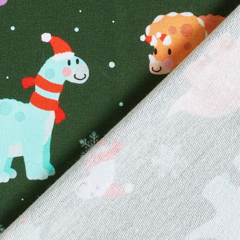 French Terry Baby dinosaur in Christmas spirit | Glitzerpüppi – dark green/chili, image number 4