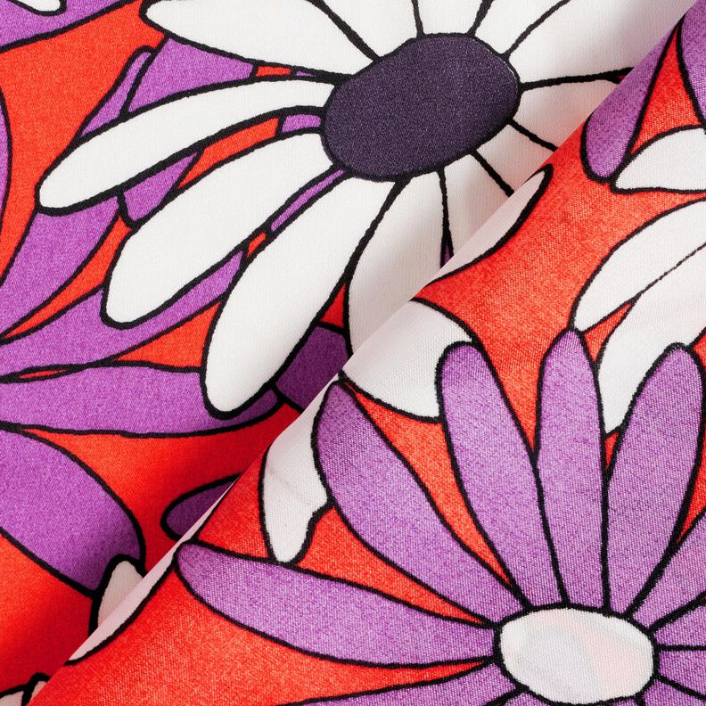 Satin expressive flowers – orange/red lilac,  image number 4
