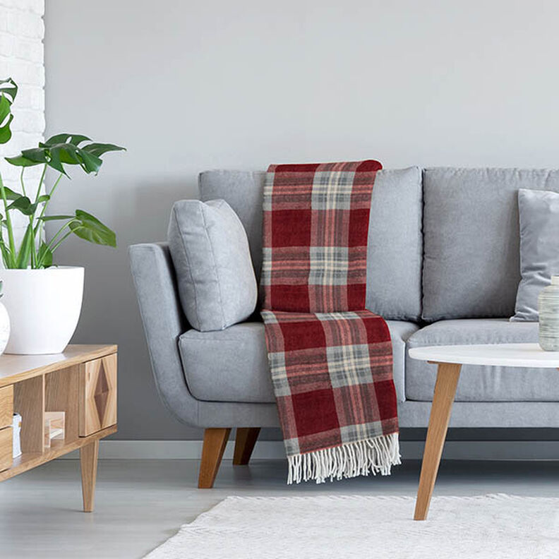 Cosy Fleece Checked – carmine/light grey,  image number 6