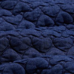 Denim Quilted Fabric hearts – midnight blue, 