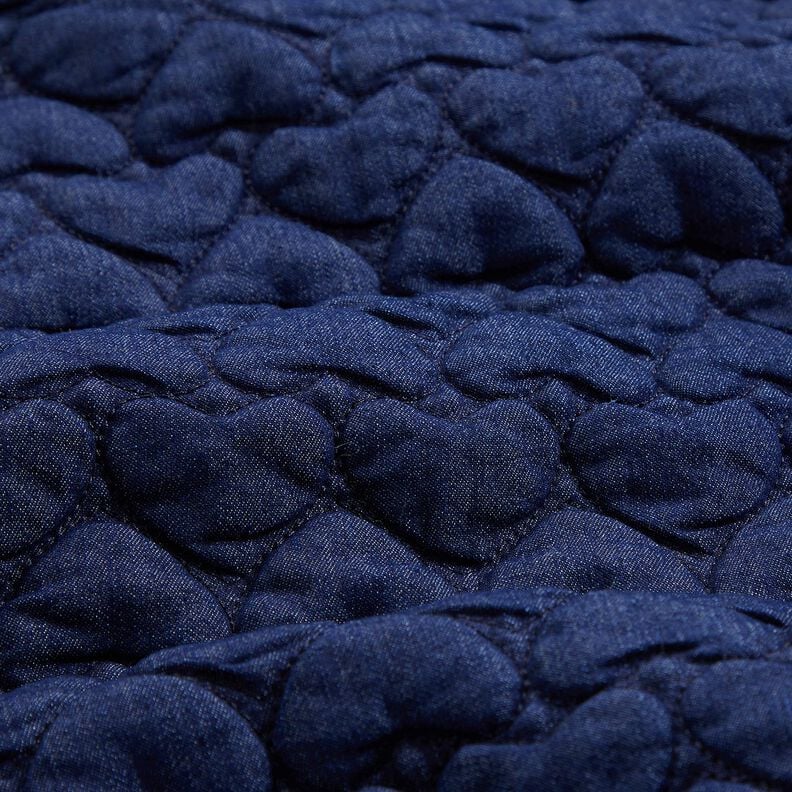 Denim Quilted Fabric hearts – midnight blue, image number 2