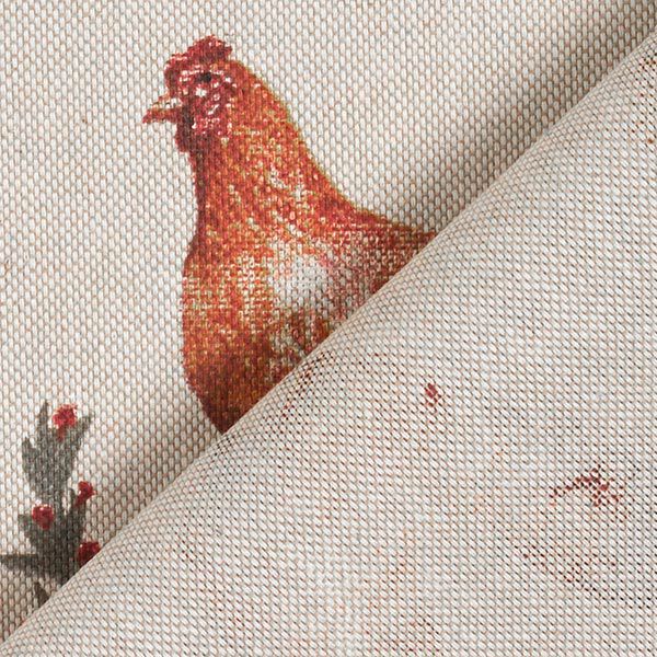 Decor Fabric Half Panama Chickens – natural/terracotta,  image number 4