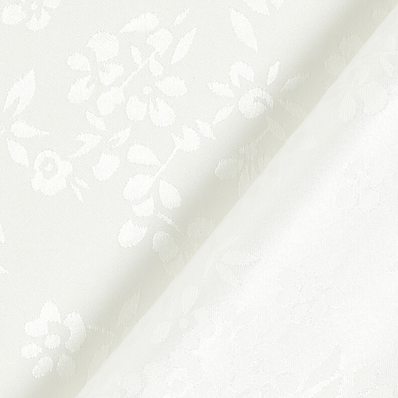 floral satin lining fabric – white,  image number 4