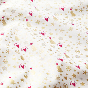 Cotton Poplin Hearts and Stars – offwhite/gold, 