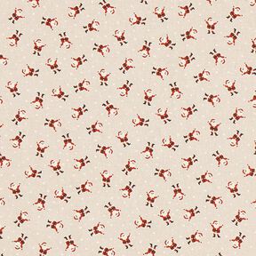 Decorative fabric half Panama mini Santa Clauses – natural, 