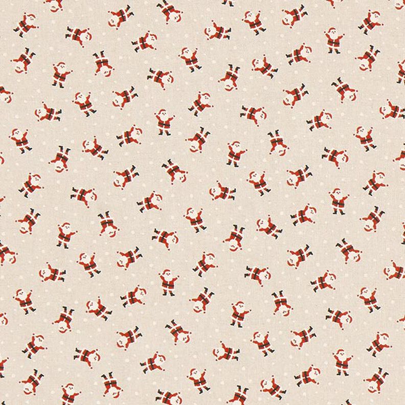 Decorative fabric half Panama mini Santa Clauses – natural, image number 1
