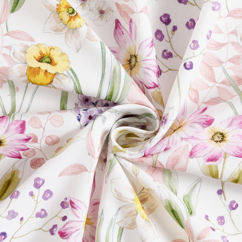 Cotton Poplin daffodils – ivory/light dusky pink,  image number 3