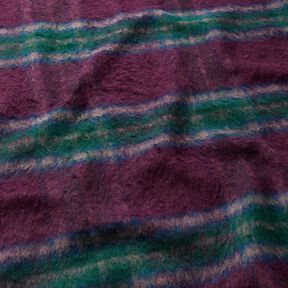 Coat Fabric Wool Blend brushed check – merlot/blue spruce, 