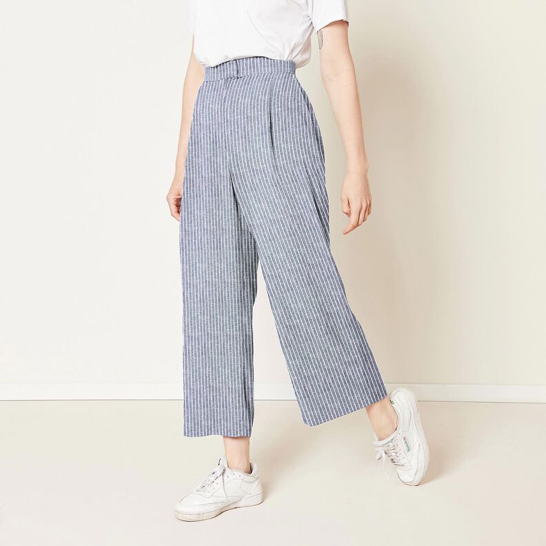Linen Cotton Blend broad stripes – midnight blue/white, image number 6