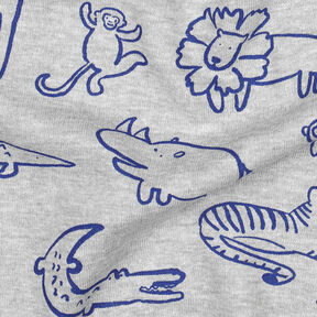 Sweatshirt Fabric Safari Animals | by Poppy – silver grey/royal blue, 