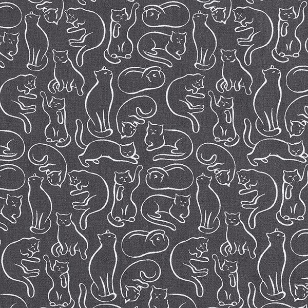 Cotton Cretonne playful cats – granite,  image number 1