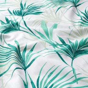 Decor Fabric Panama Palm fronds – white/emerald green, 