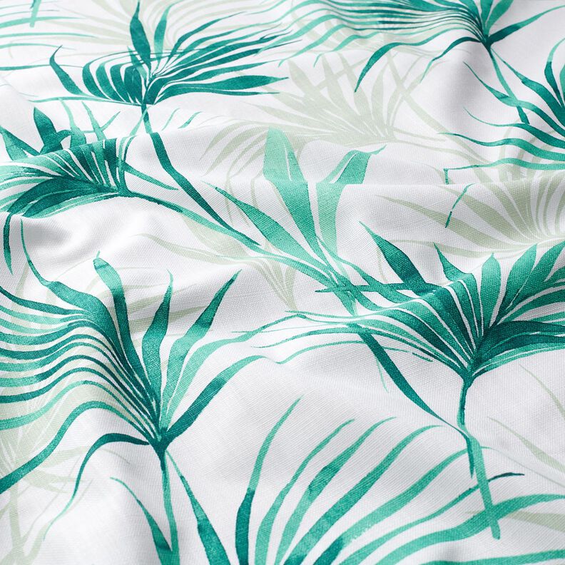Decor Fabric Panama Palm fronds – white/emerald green, image number 2