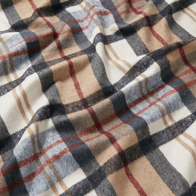 Coat fabric roughened tartan – light blue/beige,  image number 2