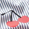 Stretch Poplin Stripes and cherries – white/indigo,  thumbnail number 2