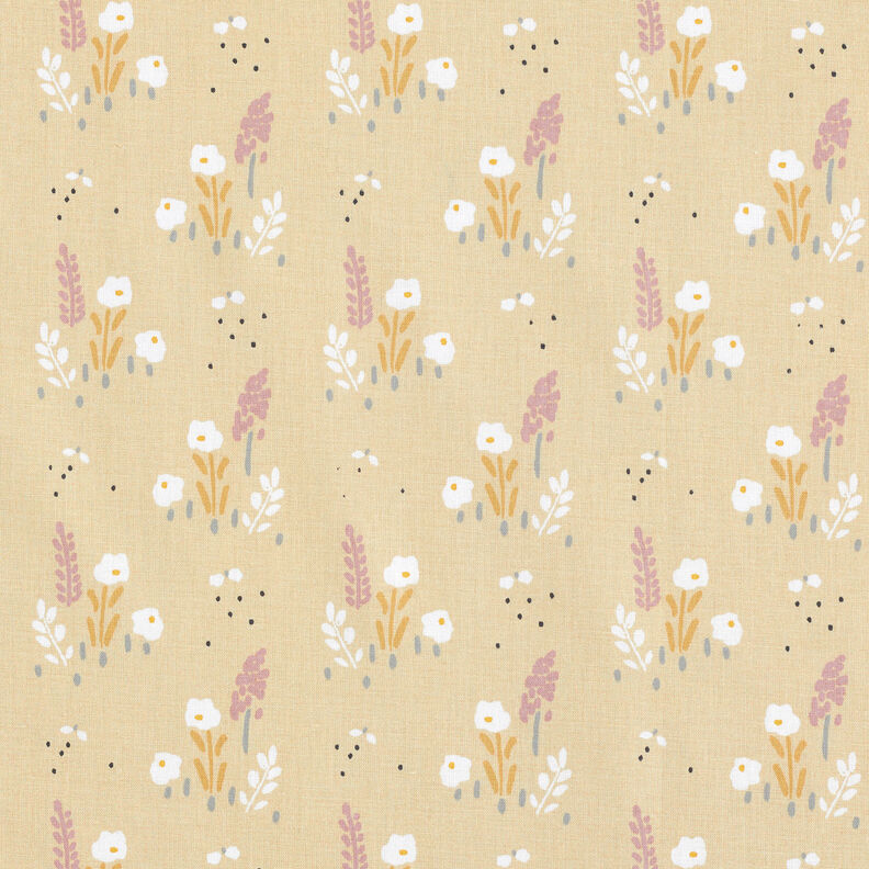 Cotton Poplin Spring flower meadow – almond,  image number 1