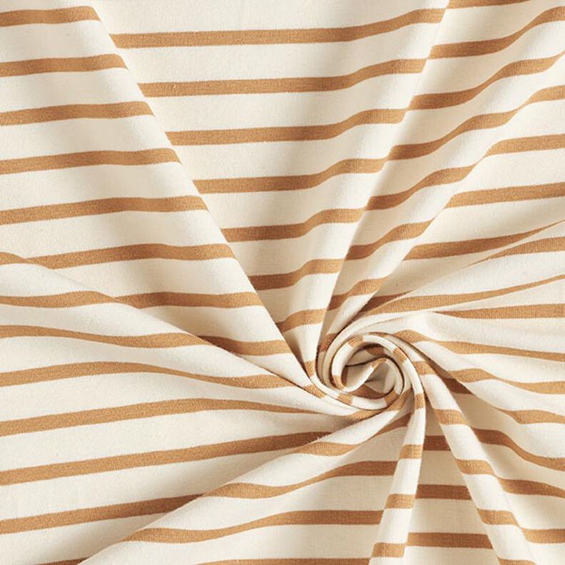 Narrow & Wide Stripes Cotton Jersey – cream/cinnamon,  image number 3