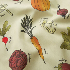 Decor Fabric Half Panama Vegetable varieties – light beige/burgundy, 