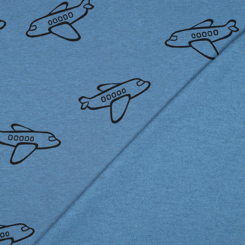 Brushed Sweatshirt Fabric Aeroplanes | Poppy Fabrics – denim blue,  image number 4
