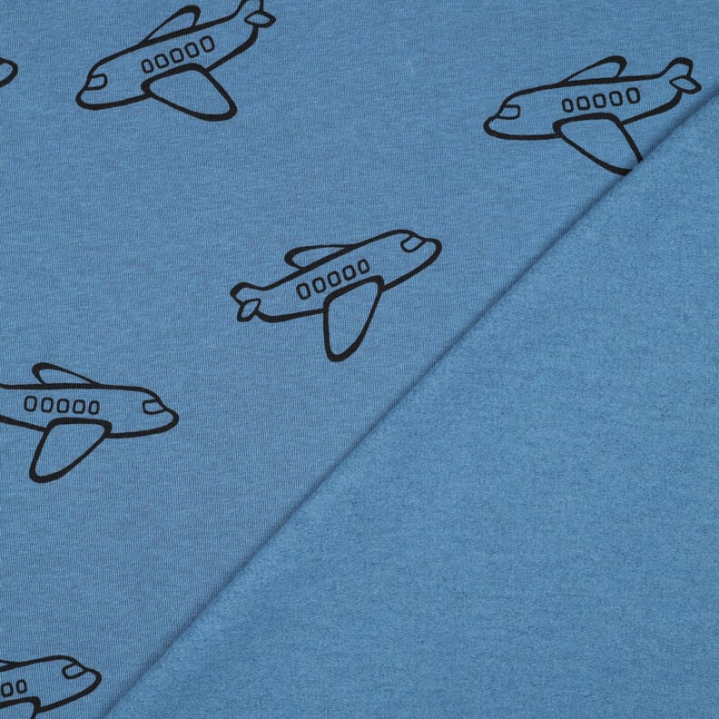 Brushed Sweatshirt Fabric Aeroplanes | Poppy Fabrics – denim blue, image number 4