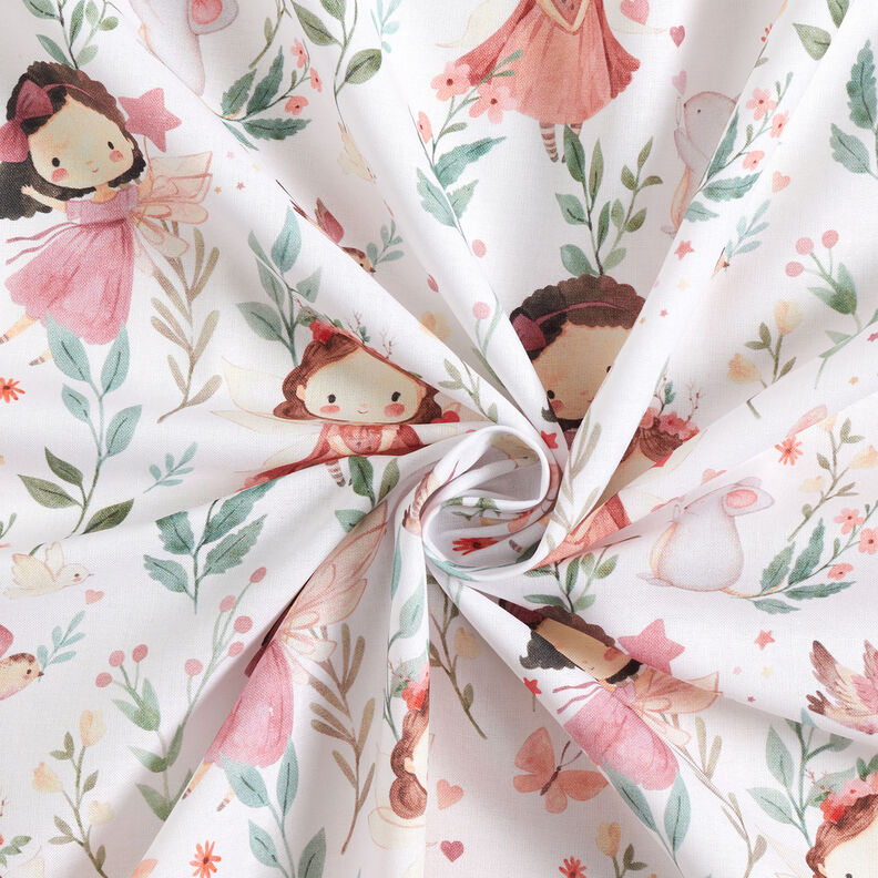 Cotton Poplin Flower fairies Digital Print – ivory,  image number 4