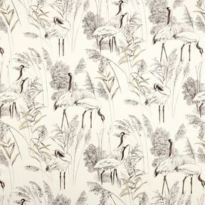 Decor Fabric Half Panama cranes &ndash; natural/black, 