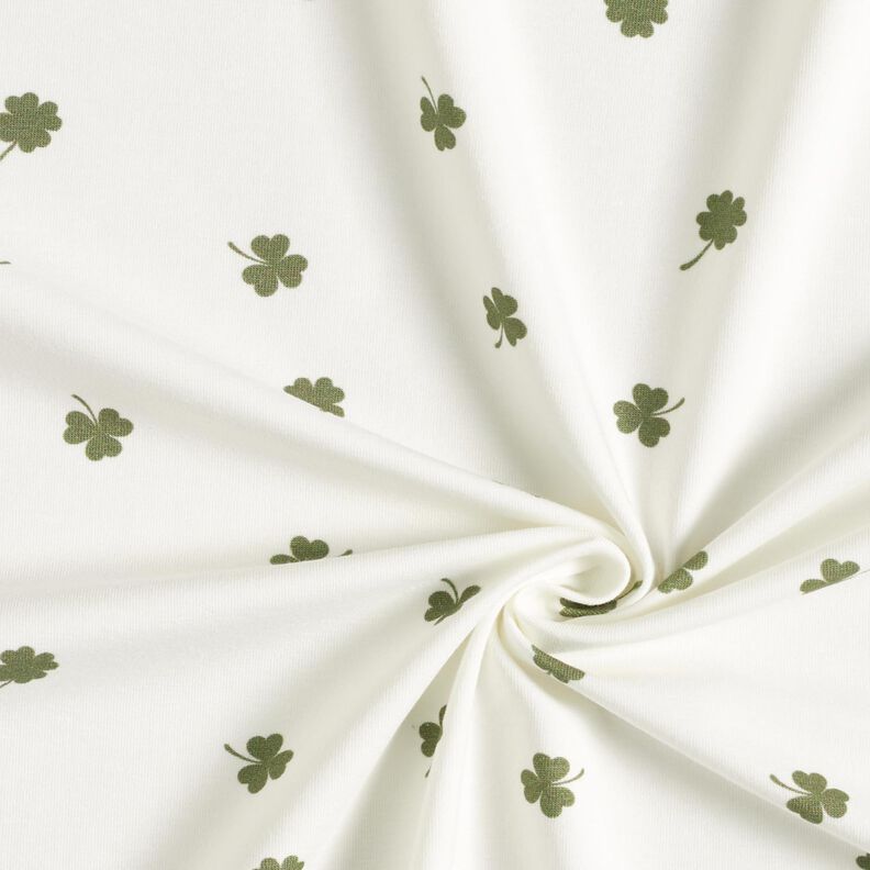 Cotton Jersey Clover Leaves – offwhite,  image number 3
