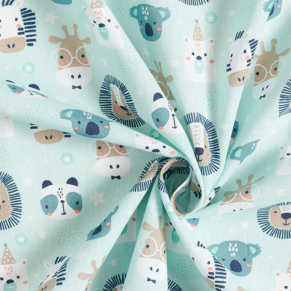 Cotton Poplin Party Animals – aqua blue, image number 3