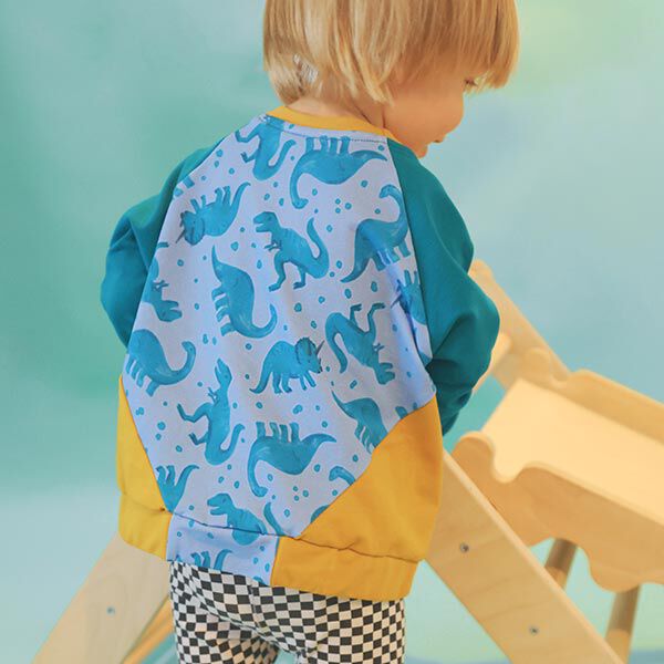 French Terry dinosaurs | PETIT CITRON – light blue,  image number 6